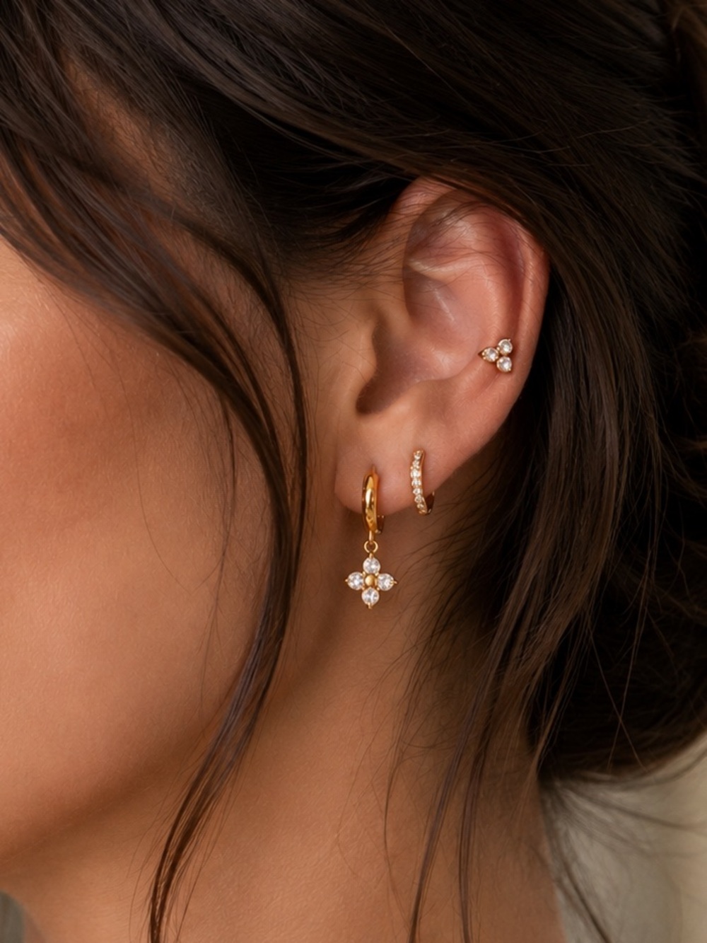 3 Pairs | 18K Gold Plated Earring Set